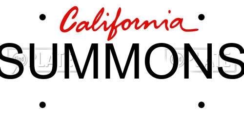 SUMMONS California License Plate