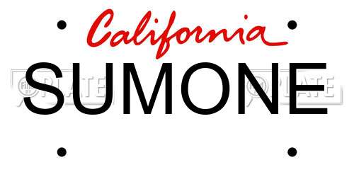 SUMONE California License Plate