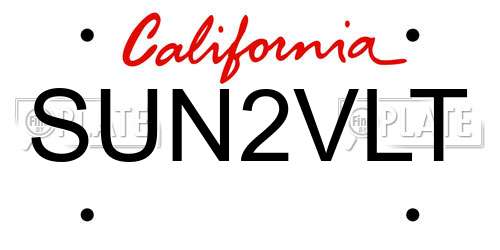 SUN2VLT California License Plate
