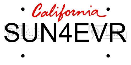 SUN4EVR California License Plate