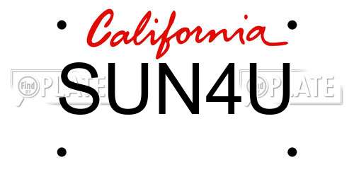 SUN4U California License Plate