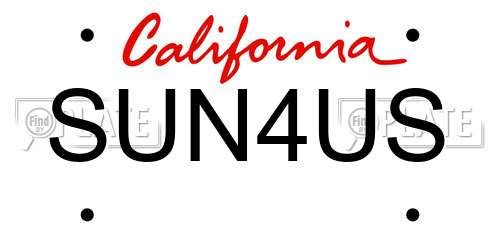 SUN4US California License Plate