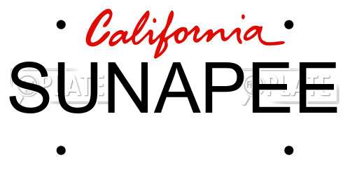 SUNAPEE California License Plate