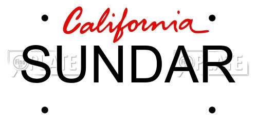 SUNDAR California License Plate