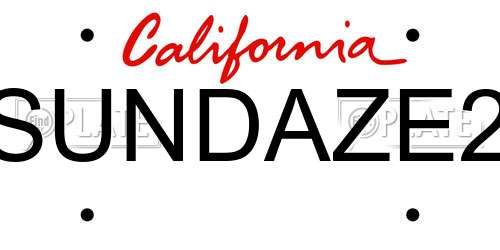 SUNDAZE2 California License Plate