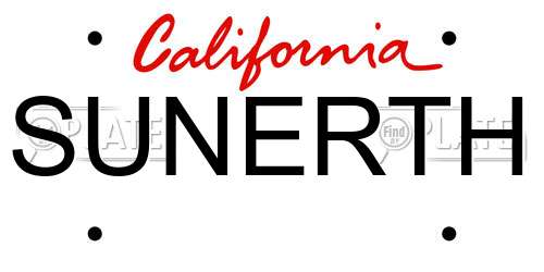 SUNERTH California License Plate