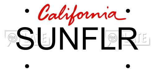 SUNFLR California License Plate