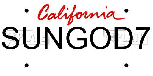 SUNGOD7 California License Plate