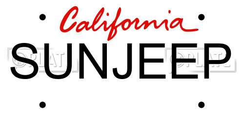 SUNJEEP California License Plate