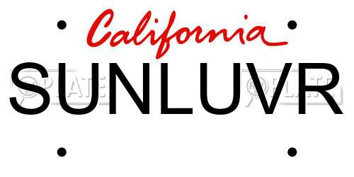 SUNLUVR California License Plate
