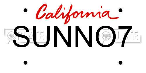 SUNNO7 California License Plate