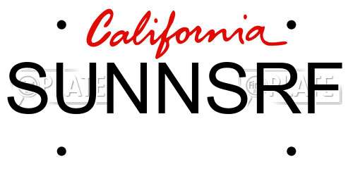 SUNNSRF California License Plate