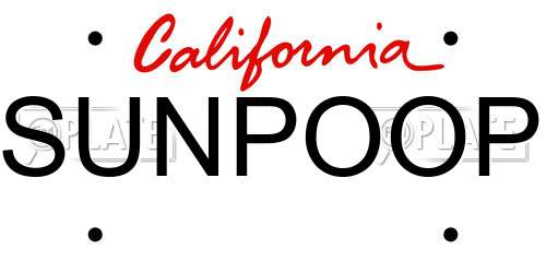 SUNPOOP California License Plate