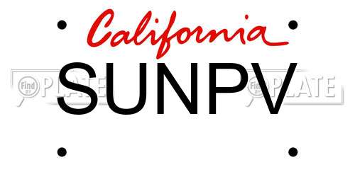 SUNPV California License Plate