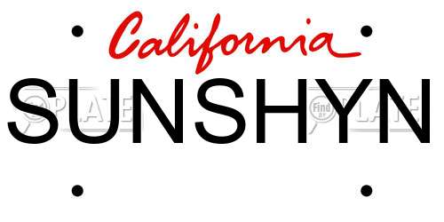 SUNSHYN California License Plate