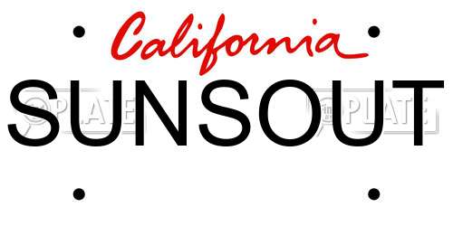 SUNSOUT California License Plate