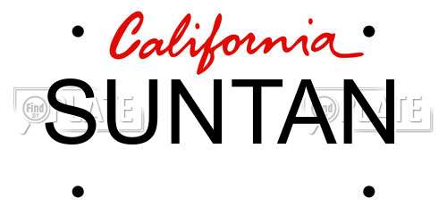 SUNTAN California License Plate