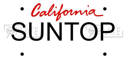 SUNTOP California License Plate