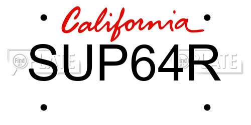 SUP64R California License Plate