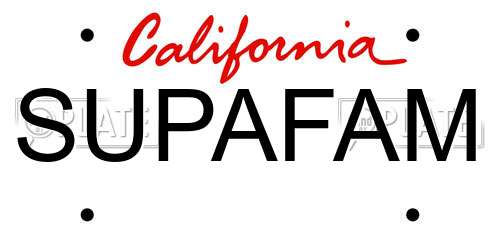 SUPAFAM California License Plate