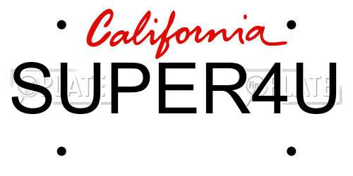 SUPER4U California License Plate