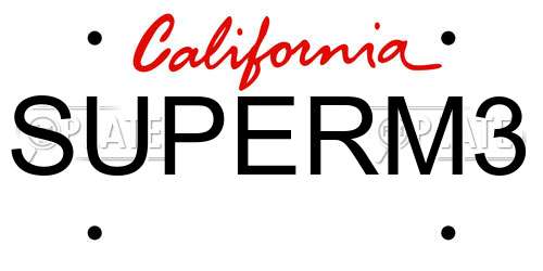 SUPERM3 California License Plate