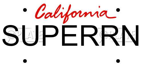 SUPERRN California License Plate