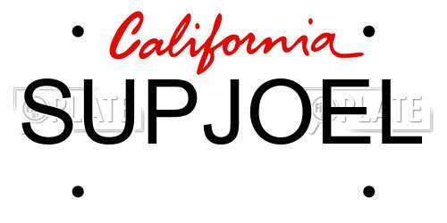 SUPJOEL California License Plate