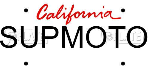 SUPMOTO California License Plate