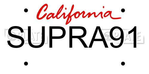 SUPRA91 California License Plate
