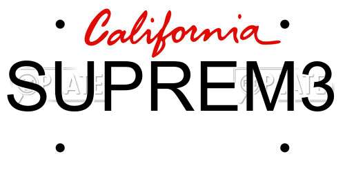 SUPREM3 California License Plate