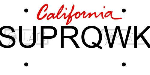 SUPRQWK California License Plate