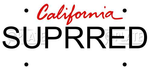 SUPRRED California License Plate