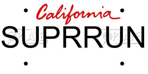 SUPRRUN California License Plate