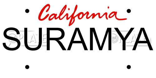 SURAMYA California License Plate