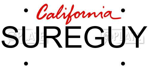 SUREGUY California License Plate