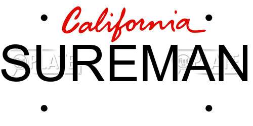 SUREMAN California License Plate