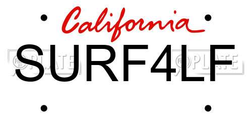 SURF4LF California License Plate