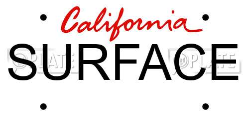 SURFACE California License Plate