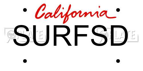SURFSD California License Plate
