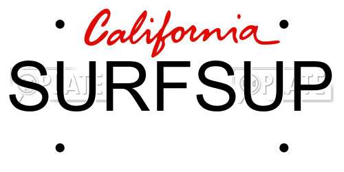 SURFSUP California License Plate