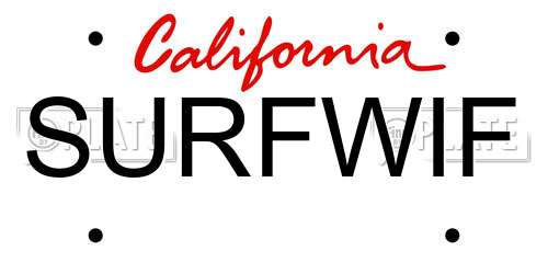 SURFWIF California License Plate