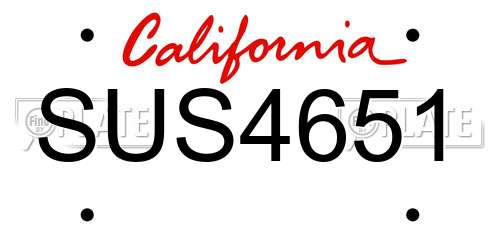 SUS4651 California License Plate
