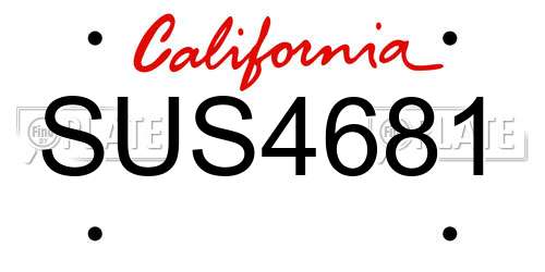 SUS4681 California License Plate