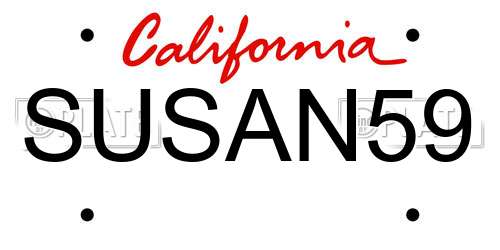 SUSAN59 California License Plate