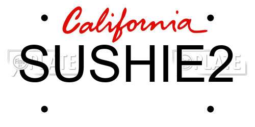 SUSHIE2 California License Plate