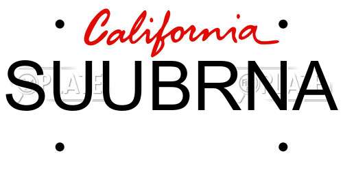 SUUBRNA California License Plate