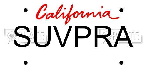 SUVPRA California License Plate