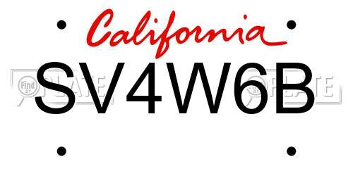 SV4W6B California License Plate