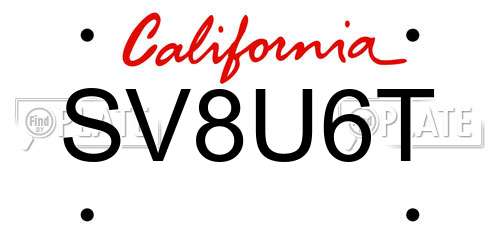 SV8U6T California License Plate